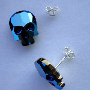 ptr Cercei tija din Argint 925 si Swarovski Skull