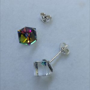 cof Cercei tija argint si cristale Swarovski Cube