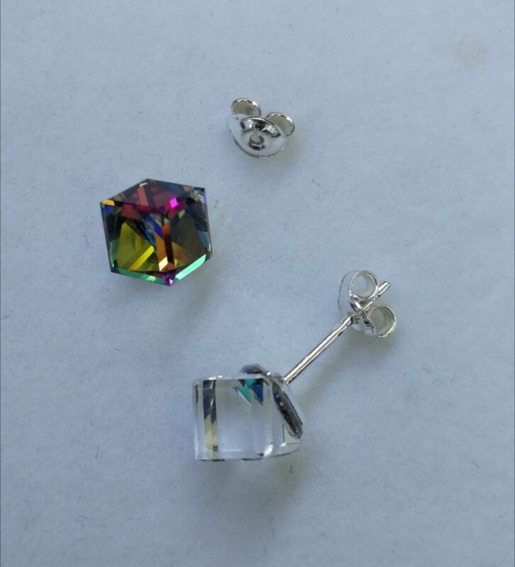 cof Cercei tija argint si cristale Swarovski Cube