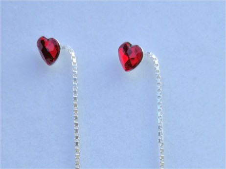 Cercei Lantisor Inimioara Argint 925 si cristale Swarovski
