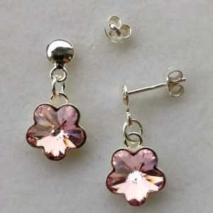 edf Cercei tija cu agatatoare argint si cristale Swarovski Flower