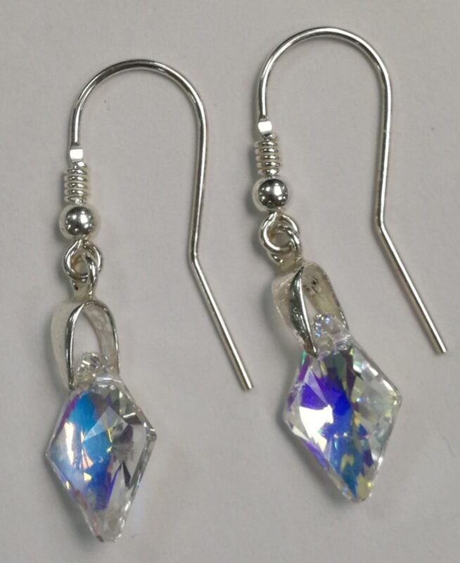 Cercei cu sistem de prindere din argint 925 si Swarovski Romb