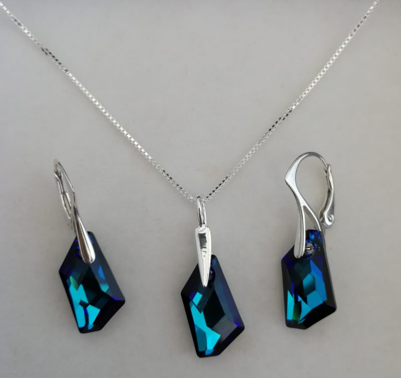 dav Set cercei si lantisor Argint 925 si cristale Swarovski De-art
