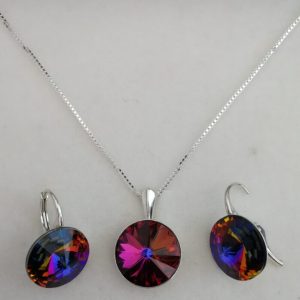 cof Set cercei si lantisor Argint 925 si Swarovski Rivoli
