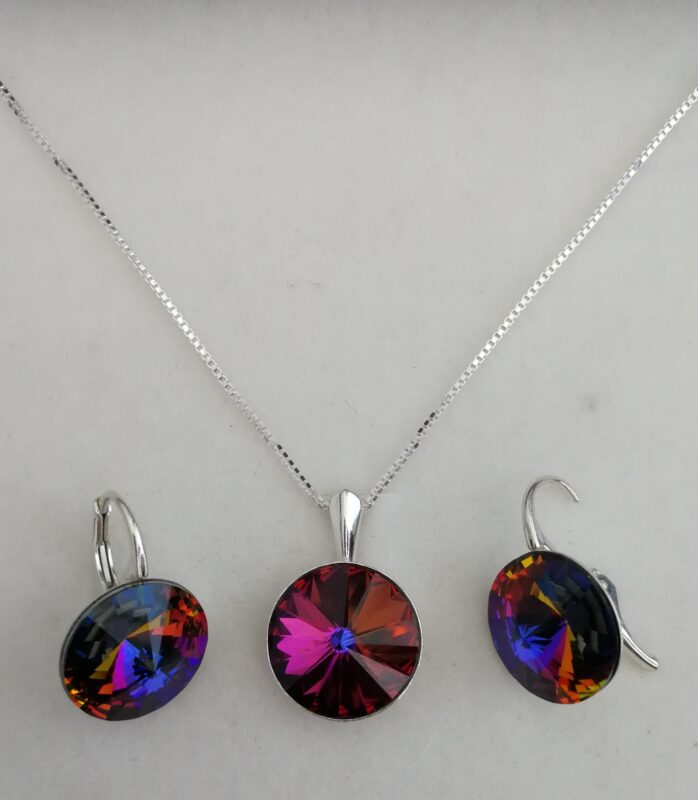 Set cercei si lantisor Argint 925 si Swarovski Rivoli