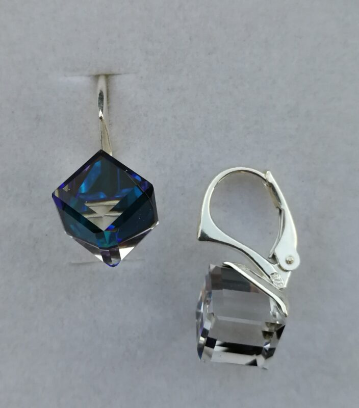 Cercei Argint 925 si Swarovski Cube 8mm