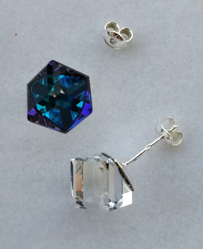 dav Cercei tija argint si cristale Swarovski Cube