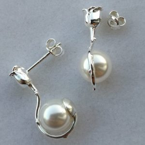 dav Cercei tija trandafirdin Argint 925 si perle Swarovski
