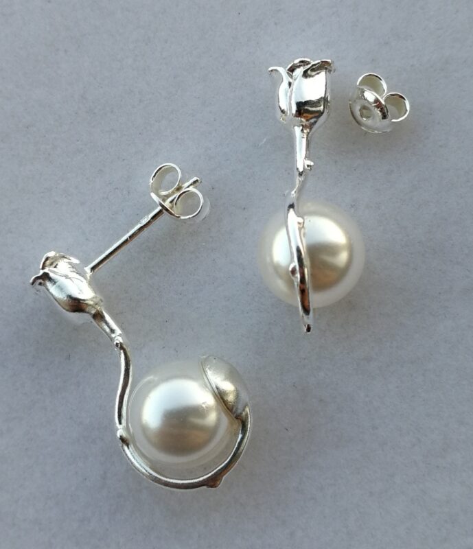 Cercei tija trandafirdin Argint 925 si perle Swarovski