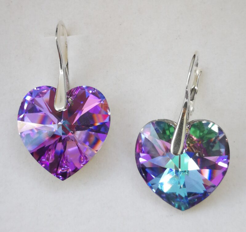 Cercei Argint 925 si Swarovski Heart 18mm