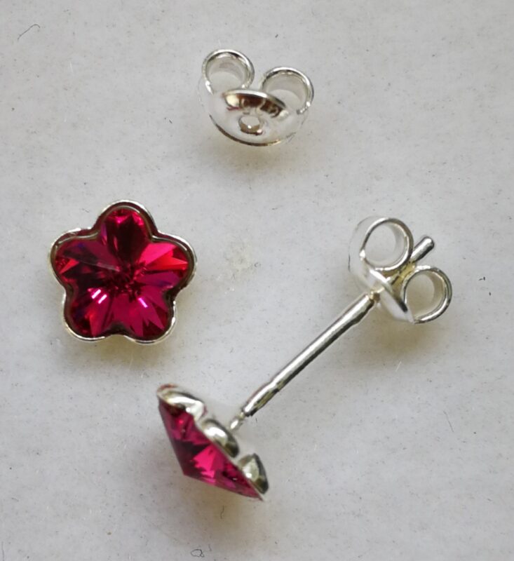 Cercei tija argint si cristale Swarovski Flower