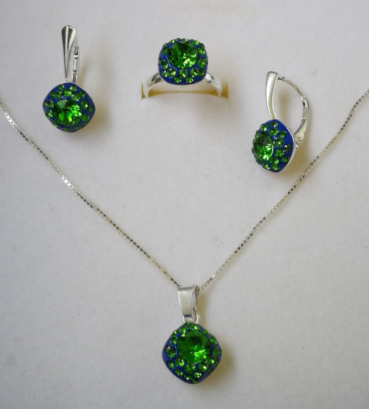 Set ceralun Romb din Argint 925 si elemente Swarovski