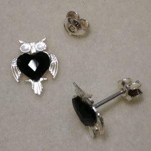 dav Cercei argint bufnita si cristale Swarovski inima