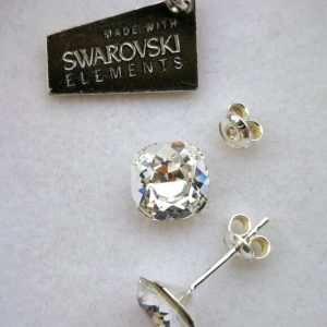 dav Cercei tija argint si cristale Swarovski Fancy Square