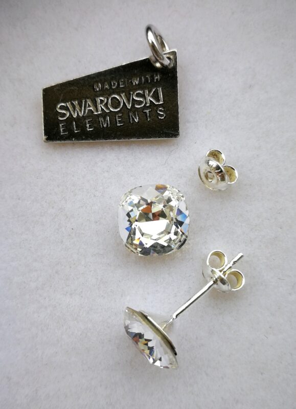 dav Cercei tija argint si cristale Swarovski Fancy Square