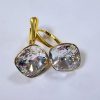 Cercei Argint 925 suflati cu aur si Swarovski Fancy Square