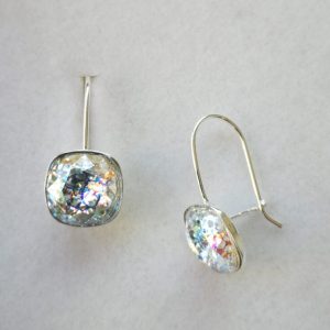 dav Cercei tortite subtiri Argint 925 si Swarovski Square