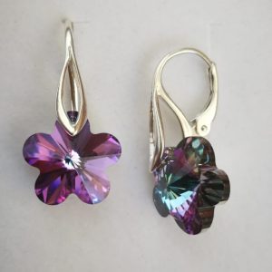 dav Cercei Leverback Argint 925 si Swarovski Flower