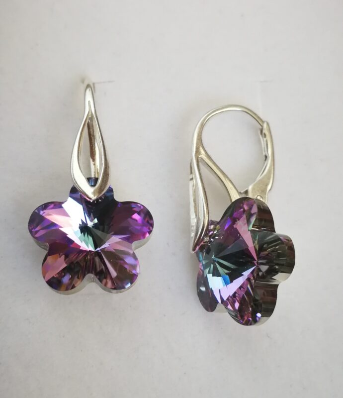 dav Cercei Leverback Argint 925 si Swarovski Flower