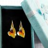 Cercei Leverback Argint 925 suflat cu aur galben si Swarovski Heart Devoted 2 U