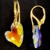 Cercei Leverback Argint 925 suflat cu aur galben si Swarovski Heart Devoted 2 U