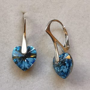 Cercei Argint 925 si Swarovski Heart 10mm