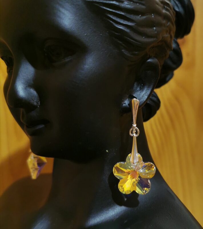 Cercei Argint 925 si Swarovski Flower Aurore Boreale