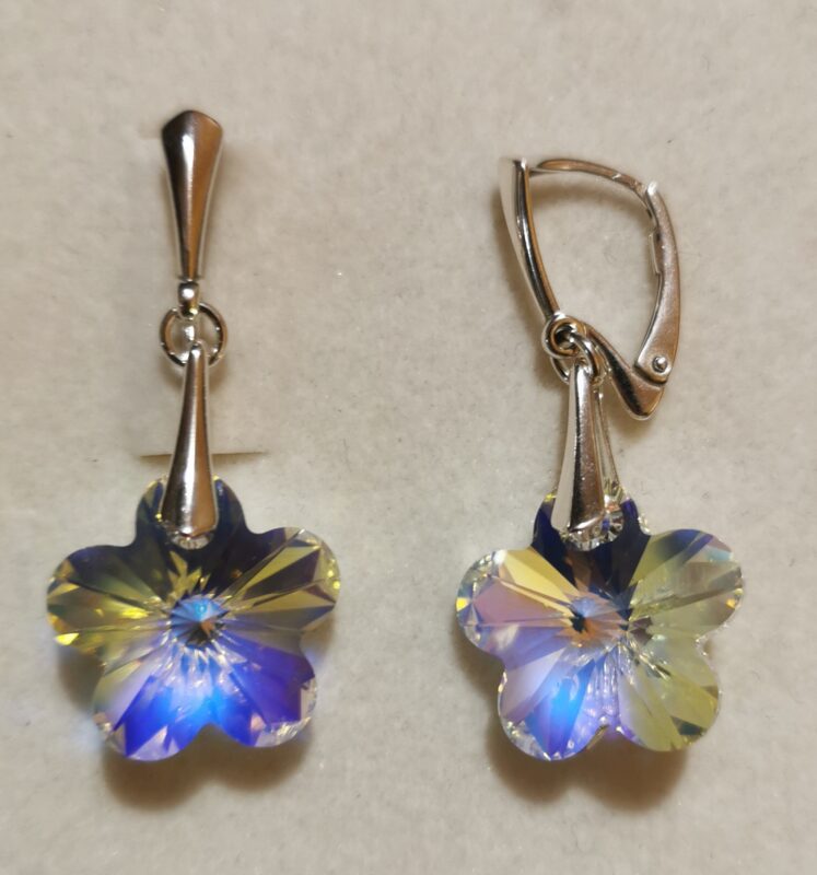 Cercei Argint 925 si Swarovski Flower Aurore Boreale