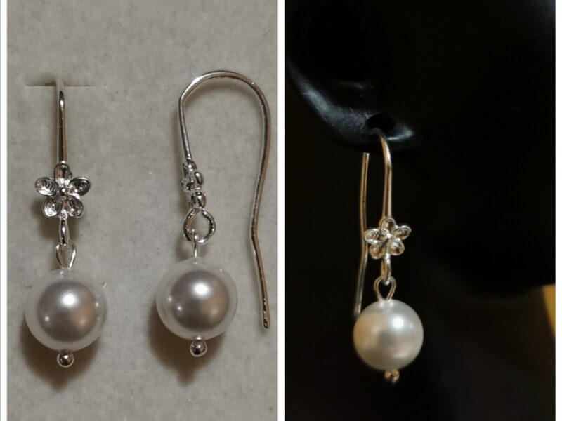 Cercei Flower din argint 925 si perle Swarovski