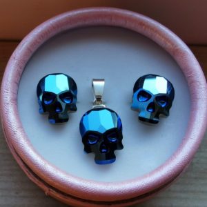 oznorWO Set cercei si pandantiv Argint 925 si cristale Swarovski Skull