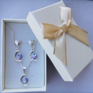 ptr Set cercei si lantisor My moon din Argint 925 si Swarovski Elements