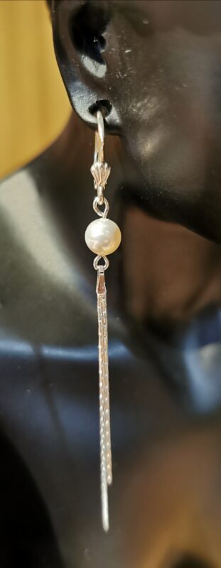 Cercei cu lantisor din Argint 925 si Swarovski Pearls