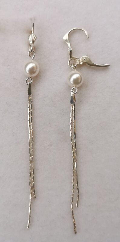 Cercei cu lantisor din Argint 925 si Swarovski Pearls