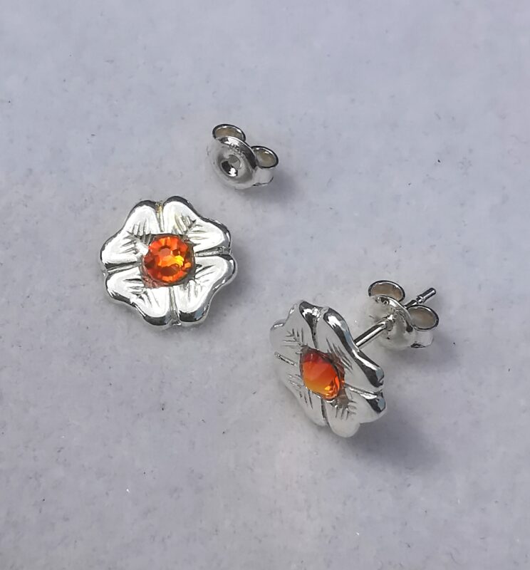 Cercei tija trifoi din Argint 925 si Swarovski Rhinestone