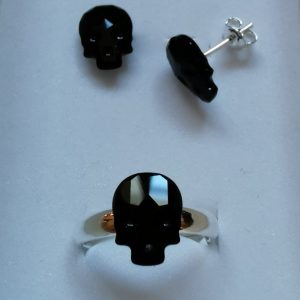 oznorWO Set cercei si inel Argint 925 si cristale Swarovski Skull