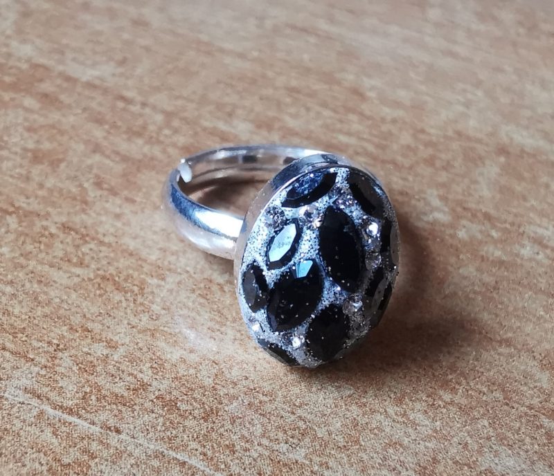 Inel reglabil Oval Argint 925, ceralun si Swarovski Navette
