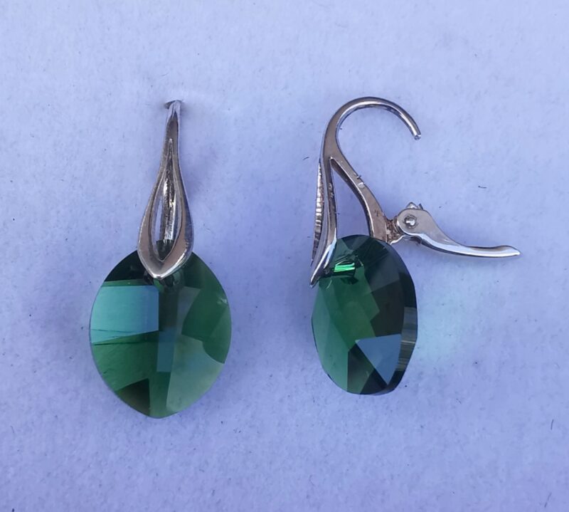 Cercei Leverback Argint 925 si elemente Swarovski Frunza