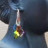 Cercei Leverback Argint 925 suflat cu aur roz si Swarovski Heart Devoted 2 U