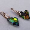 Cercei Leverback Argint 925 suflat cu aur roz si Swarovski Heart Devoted 2 U