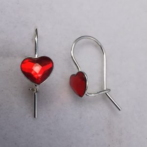 nor Cercei tortita subtire cu inimioare Argint 925 si Swarovski Heart