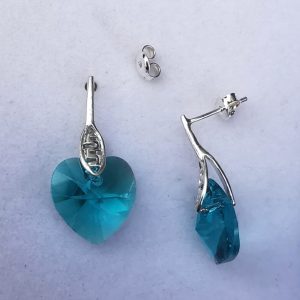 nor Cercei tija argint si cristale Swarovski Heart 14mm