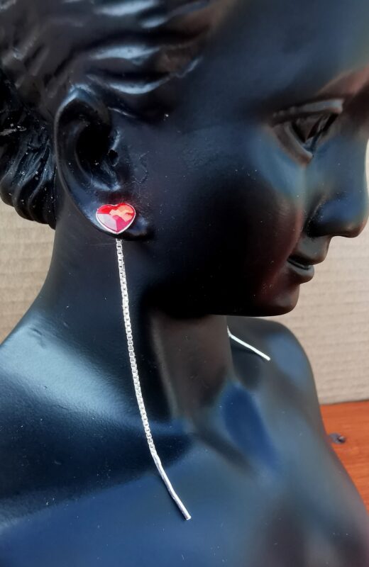 Cercei Lantisor Inimioara Argint 925 si cristale Swarovski