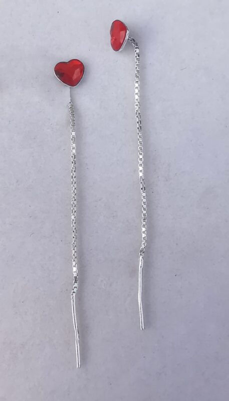 Cercei Lantisor Inimioara Argint 925 si cristale Swarovski