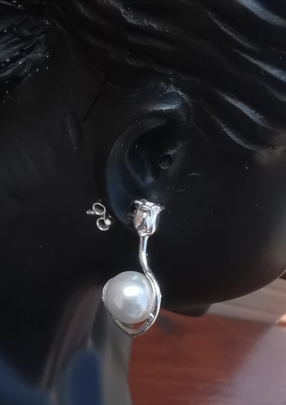 Cercei tija trandafirdin Argint 925 si perle Swarovski