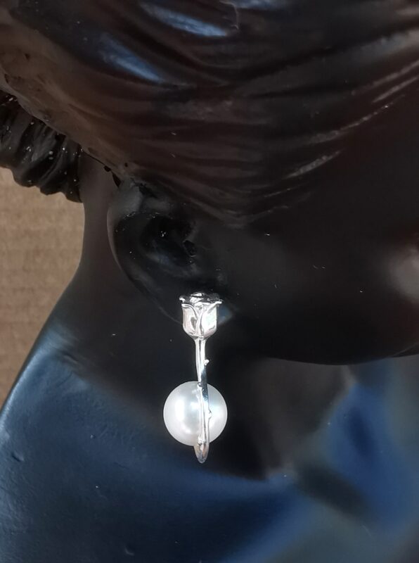 Cercei tija trandafirdin Argint 925 si perle Swarovski