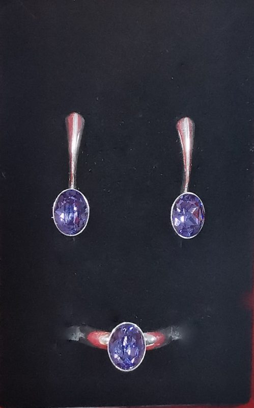 Set cercei si inel din Argint 925 si Swarovski Elements Fancy Oval