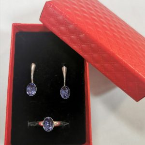 rhdr Set cercei si inel din Argint 925 si Swarovski Elements Fancy Oval