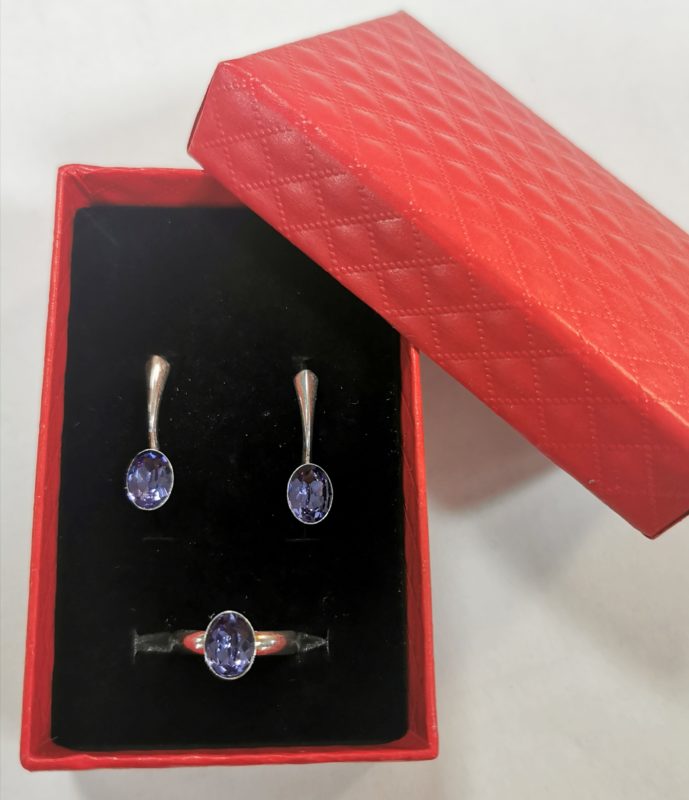 Set cercei si inel din Argint 925 si Swarovski Elements Fancy Oval