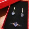 Set cercei si inel din Argint 925 si Swarovski Elements Fancy Oval