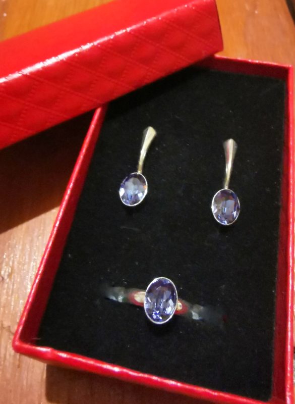 Set cercei si inel din Argint 925 si Swarovski Elements Fancy Oval